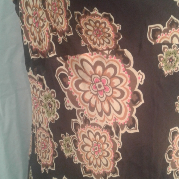 Bob Mackie 8P Silk Floral Dress Wearable Art Sheer Overlay Lined Hi-Lo Hem - Picture 7 of 8